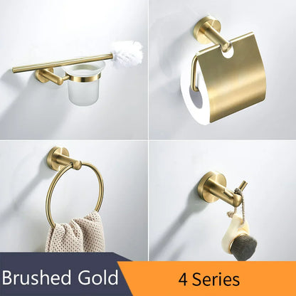 Decorbites™ Golden Swan Badezimmer-Hardware-Set: Handtuchhalter, Toilettenpapierhalter, Taschentuchhalter
