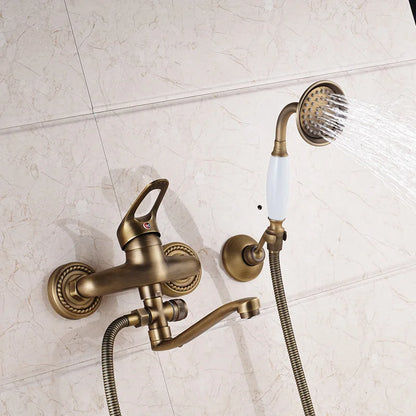 DecorBites™ Brass Long Nose Shower Faucet Wall Mount Single Handle Mixer Tap