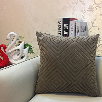 Decorbites™ Geometrisches Chenille-Flock-Überzug für Kissen in Grau Gelb Lila Rot, 45x45 cm/30x50 cm