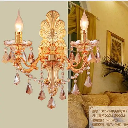 DecorBites™ Gold Crystal Wall Light Indoor Lamp - Elegant Alloy Crystal Candle Design