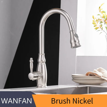 Decorbites™ Gold Küchenarmatur mit ausziehbarem Sprühkopf und Drehfunktion - WF-4118