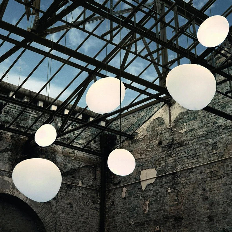 DecorBites™ Gregg Pendant Lamp: White Bubble Glass Italian Design for Home, Kitchen, Restaurant