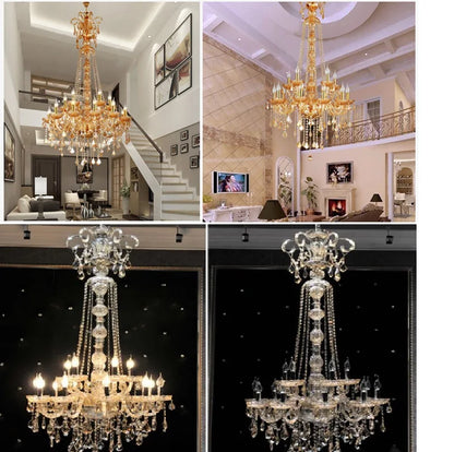 Decorbites™ Große Treppen-Kristall-Leuchter 15 Arme Gold/Silber K9 Kristall Luxus-Lampe