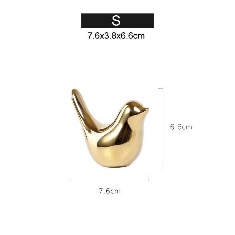 Gold Ceramic Bird Figurines