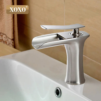 DecorBites™ Copper Waterfall Vanity Faucet for Modern Basin Mixer Tap - 83008W