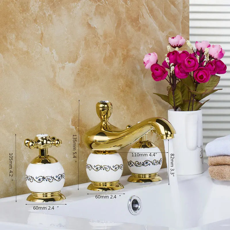 Decorbites™ Diamant-Badarmatur-Set – Polierter Goldener Luxus-Badewannen-Dusch-Waschbecken-Mischer