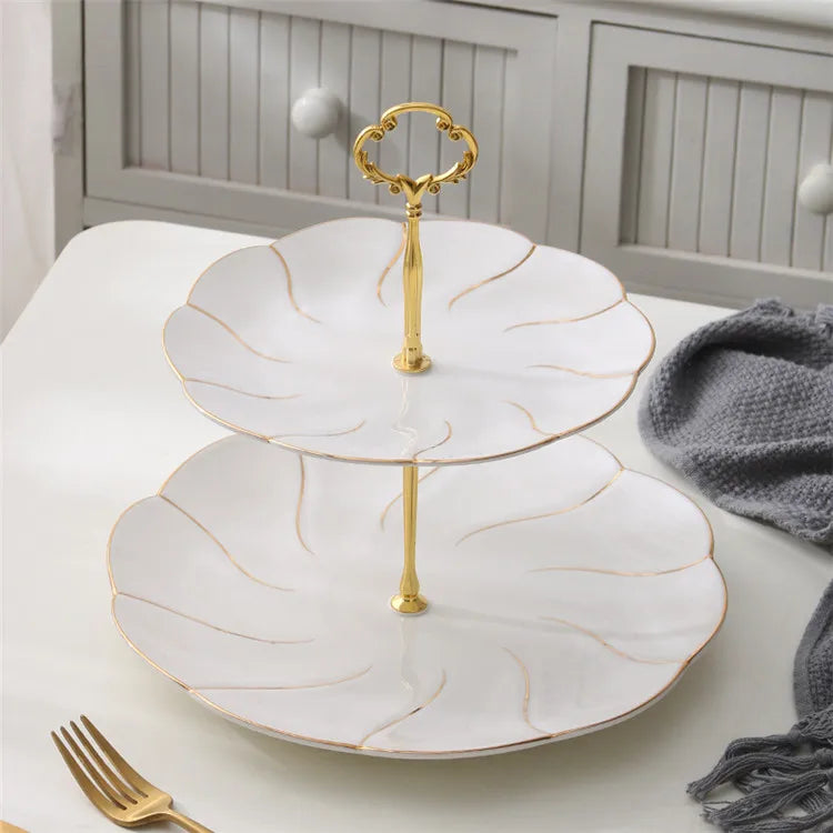 Decorbites™ Gold-Einlage Knochenporzellan-Fruchtplatten Snackteller Kuchenplatte Süßigkeitenschale