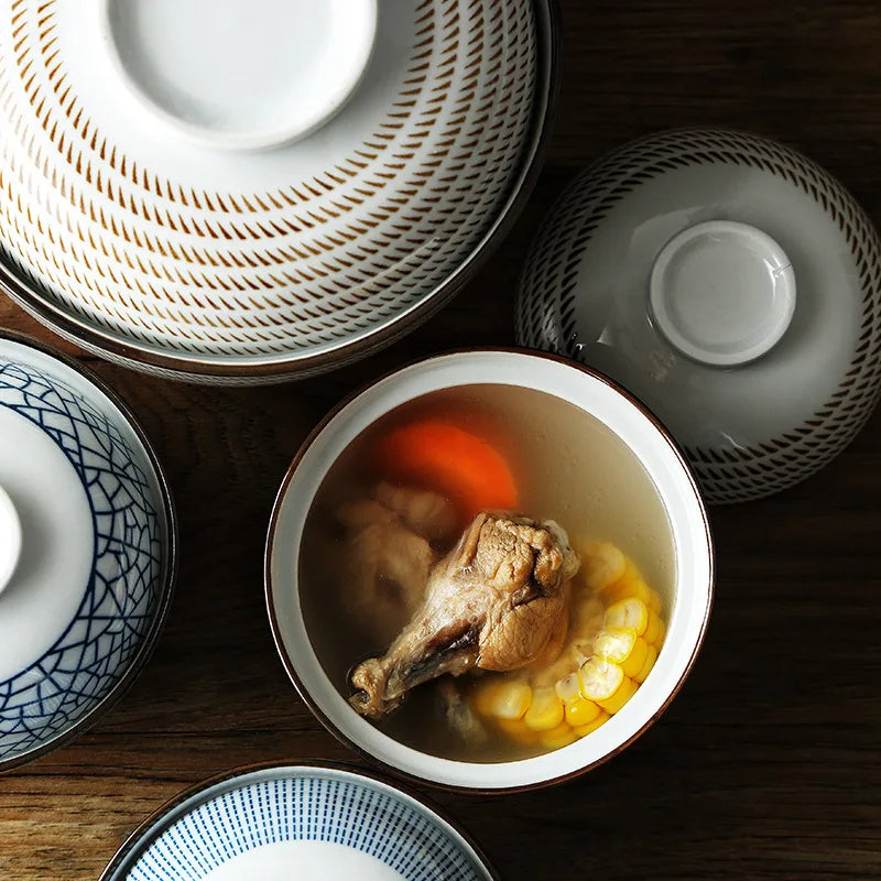 Decorbites™ Japanischer Stil Keramik-Suppenschüssel - Umweltfreundliche Unterglasur-Terrine