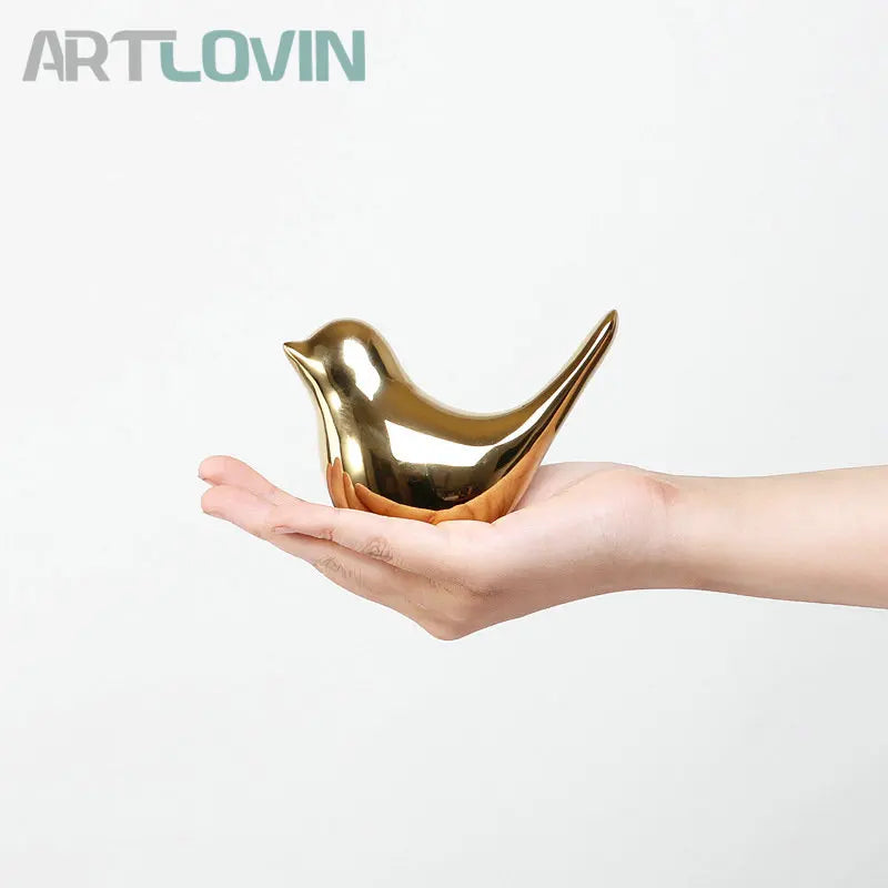 Gold Ceramic Bird Figurines