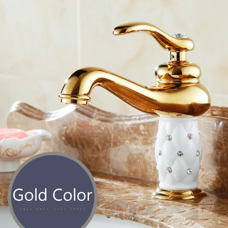 Gold Brass Diamond Faucet