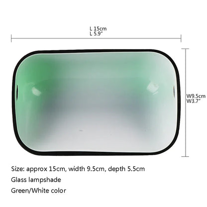 Decorbites™ Glas-Bankierslampe-Abdeckung | Grün/Weiß geschichteter Ersatzschirm L15 cm x B9,5 cm