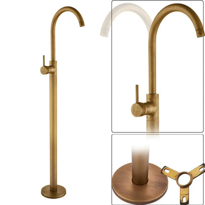 Decorbites™ Schwarz-Bronze Bad-Dusch-Wannenarmatur Bodengestützt Drehbarer Auslauf Heiß-Kalt-Wasserhahn