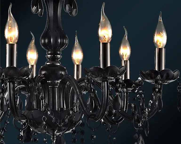 Decorbites™ Schwarze Kristall-Kronleuchter-Lampen mit Stoff-Lampenschirmen für Esszimmer, Schlafzimmer, Wohnzimmer