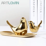 Gold Ceramic Bird Figurines
