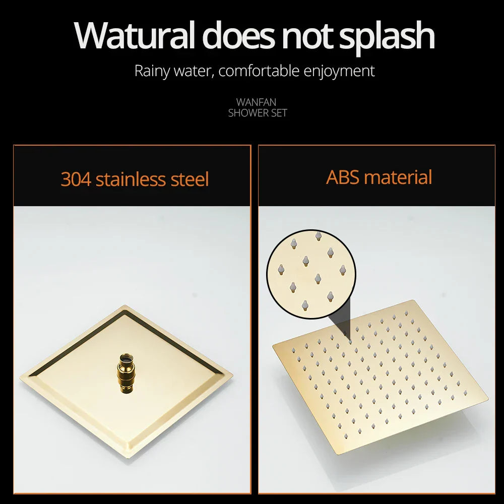 Brass Gold Rain Shower Set