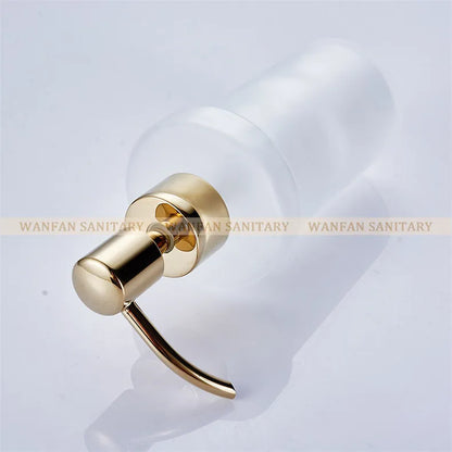 DecorBites™ Frosted Glass Liquid Soap Dispenser with Brass Head - 200ml