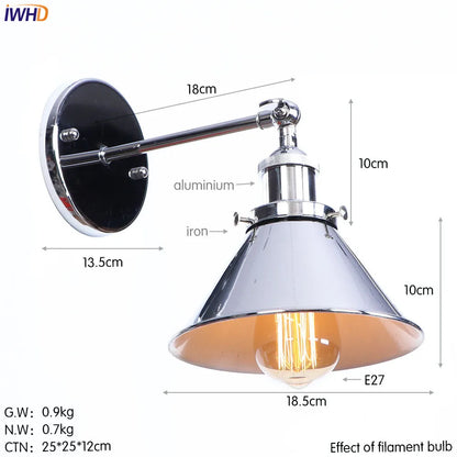 Decorbites™ Eisen Golden Antik LED Wandlampe Retro Industrie Vintage Wandlampe