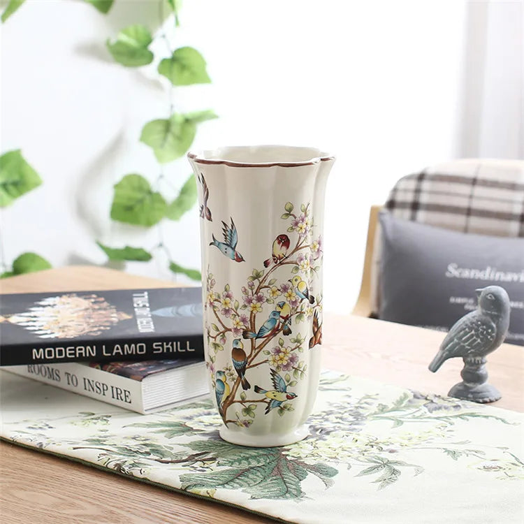 Decorbites™ Vogel Schmetterling Porzellan Vase: Britische ländliche Keramik Blumendekoration