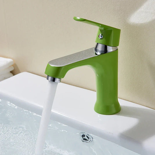 Decorbites™ Becken-Messing-Wasserhahn Mehrfarbiges Bad-Mischventil, Kalt- und Warmwassertöne, Innovativer Mode-Stil