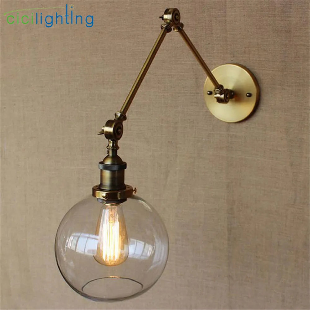 Glass Swing Arm Sconce