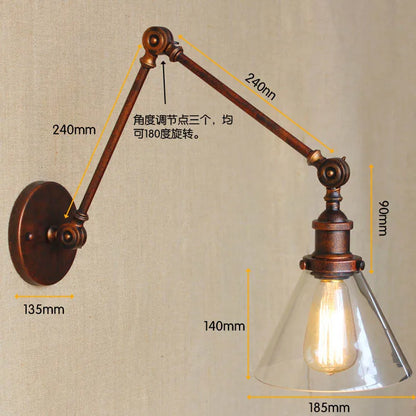 Decorbites™ Glas-Schwingarm-Wandleuchte für retro-vintage-industriellen Stil