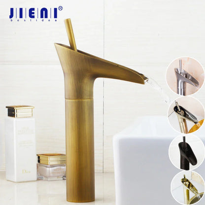 Decorbites™ Golden Waterfall Badezimmerarmatur Mischbatterie Hoher Waschtisch Deckenmontiert
