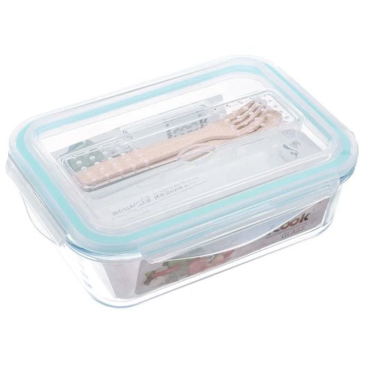 Decorbites™ Kinder-Mittagessenbox: Koreanischer Stil Glas-Bento mit Fächern, Mikrowellengeeignet, Lebensmittelaufbewahrung