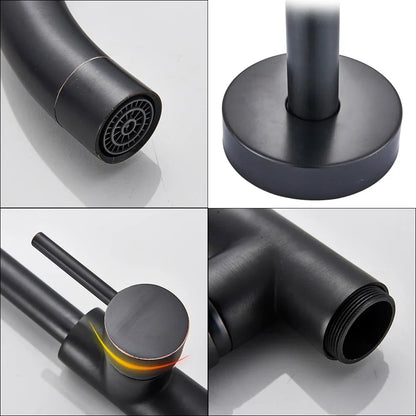 Decorbites™ Schwarz-Bronze Bad-Dusch-Wannenarmatur Bodengestützt Drehbarer Auslauf Heiß-Kalt-Wasserhahn