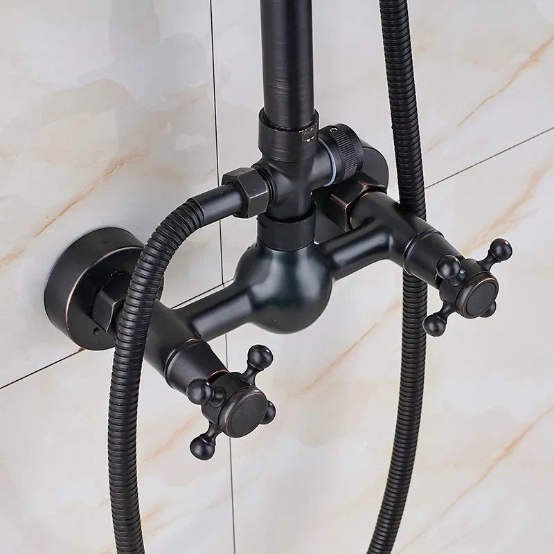 Decorbites™ Schwarz-Bronzene Badezimmer-Duschmischtap mit Langem Auslauf und 8" Regenkopf