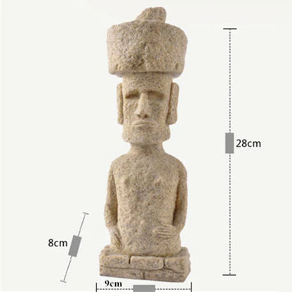 Decorbites™ Osterinsel-Moai-Pukao-Statue-Figurine für Zuhause und Bürodekoration, Wohnzimmer-Dekor, Regal