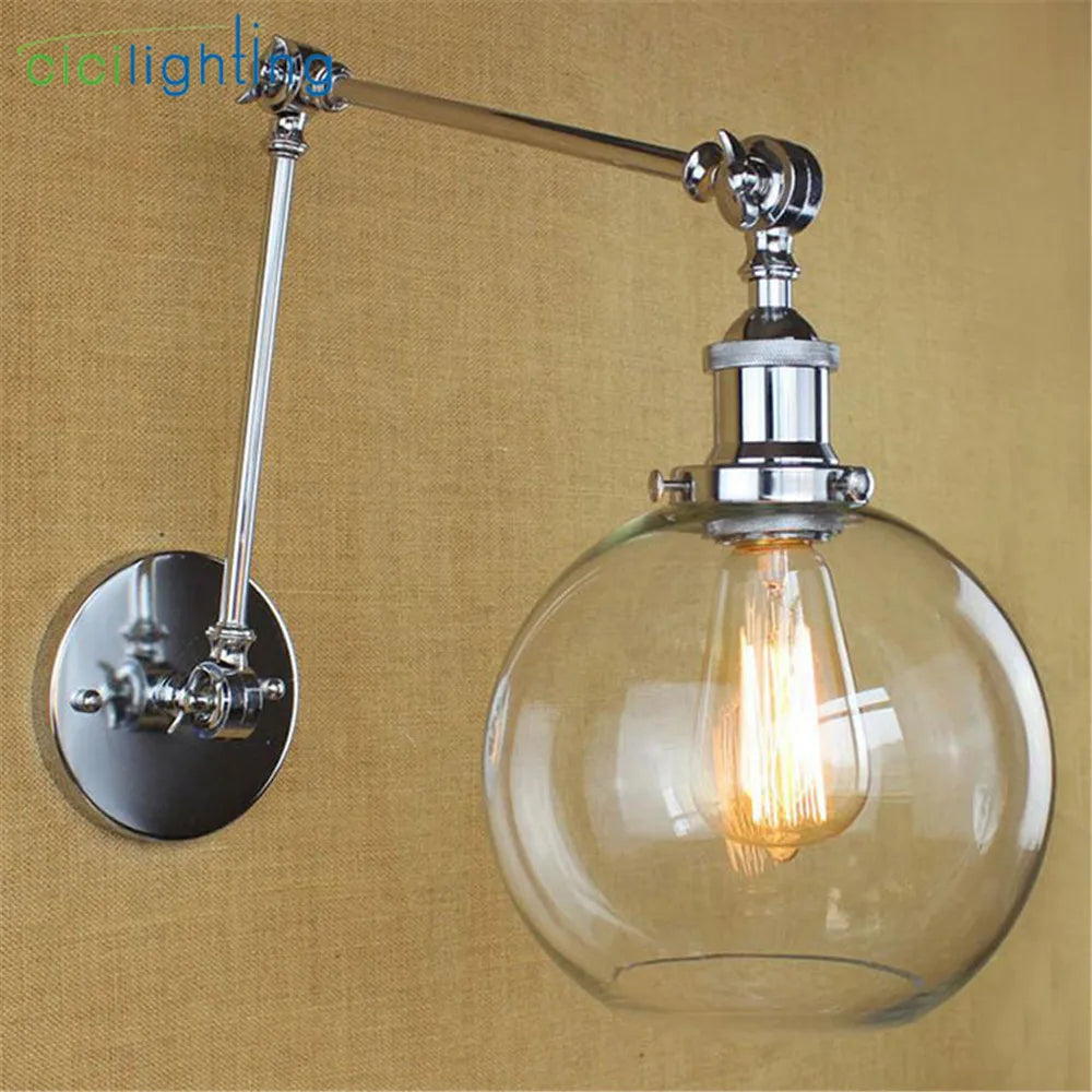 Glass Swing Arm Sconce