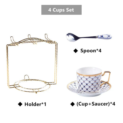 DecorBites™ 3-Piece Bone China Coffee Set 200ml Nordic Gold Porcelain Tea Cup