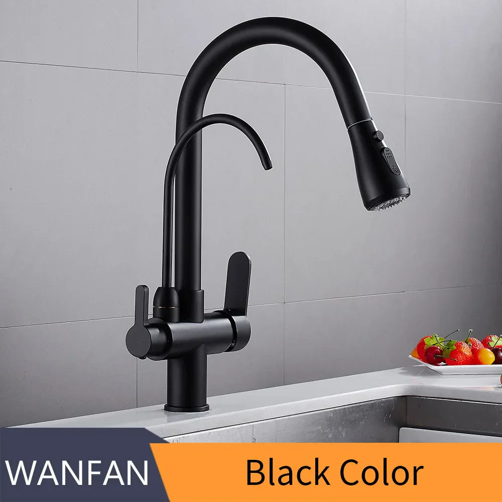 Decorbites™ Küchenarmatur: Dreifach-Spülbeckenmischer für Wasserfilterhahn