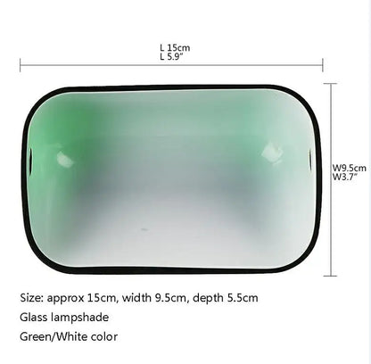 Decorbites™ Glas-Bankierslampe-Abdeckung | Grün/Weiß geschichteter Ersatzschirm L15 cm x B9,5 cm