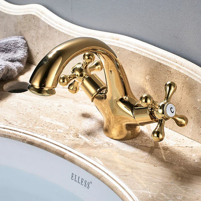 Decorbites™ Gold Waschbeckenarmatur Deckenmontiert Beckenhahn Heiß-Kalt-Wasser-Mischer