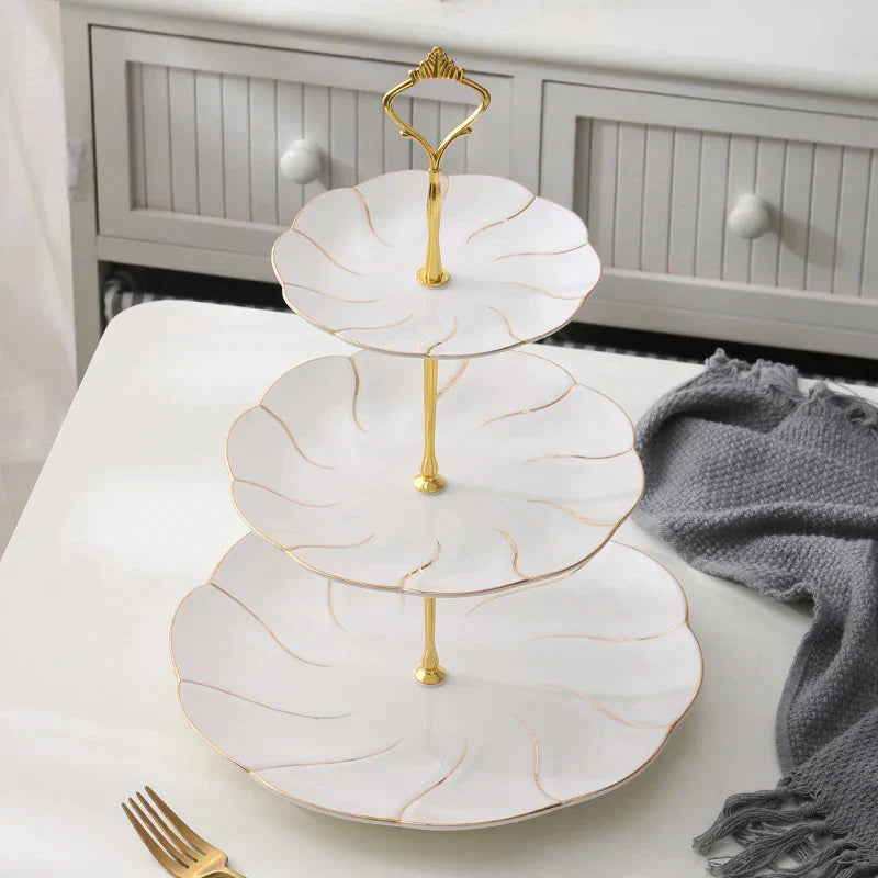 Decorbites™ Gold-Einlage Knochenporzellan-Fruchtplatten Snackteller Kuchenplatte Süßigkeitenschale