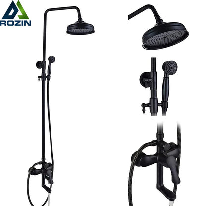 Decorbites™ Schwarz-Bronzene Badezimmer-Duschmischtap mit Langem Auslauf und 8" Regenkopf