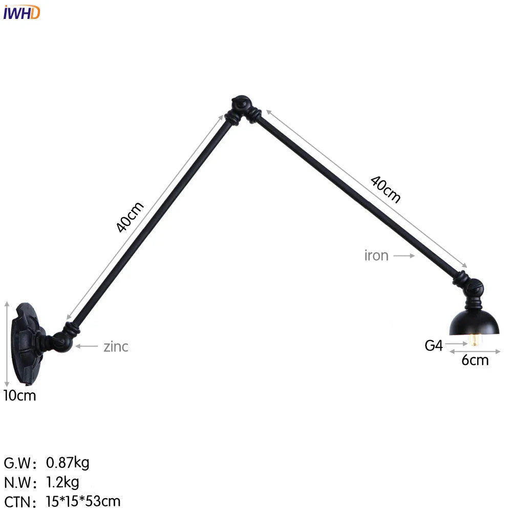 Decorbites™ Industrielles Vintage Verstellbares Schwing-Wandleuchter Treppenlicht - Set aus 3