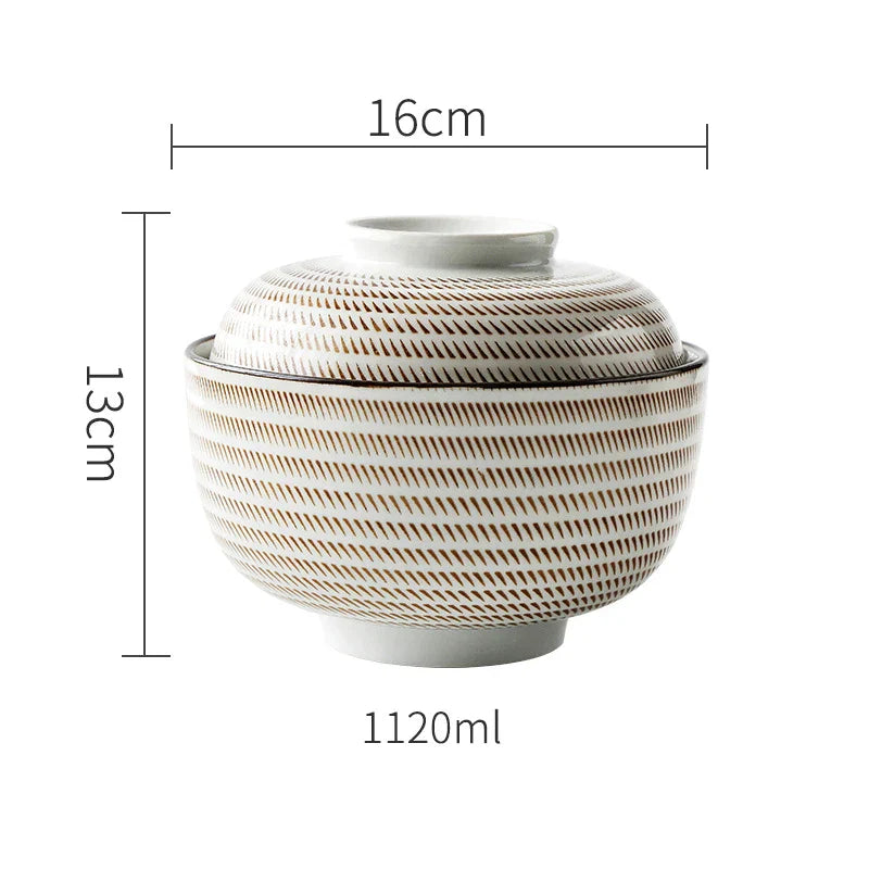 Decorbites™ Japanischer Stil Keramik-Suppenschüssel - Umweltfreundliche Unterglasur-Terrine