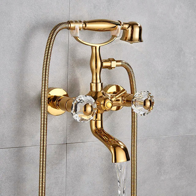 Decorbites™ Golden Schwarzer Badewannenarmatur mit Handbrause und drehbarem Auslauf