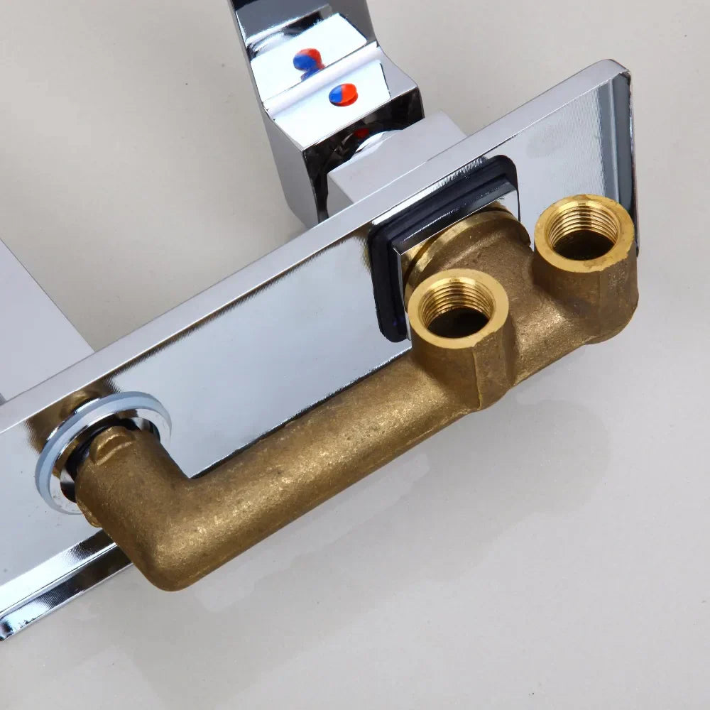Decorbites™ Gold geputzte Wandmontage Badezimmer Beckenarmatur mit Heiß- und Kaltmischung