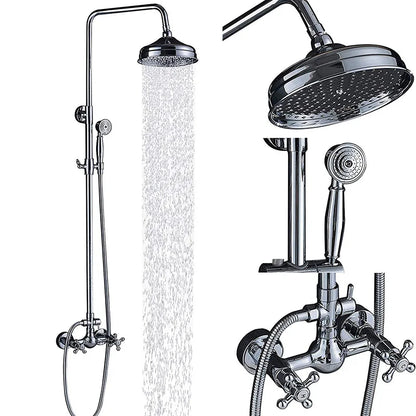 DecorBites™ Dual Handle Chrome Brass Shower Mixer System with 8" Rainfall Shower Head