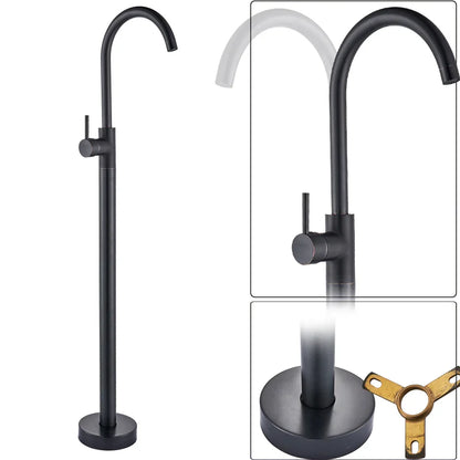 Decorbites™ Schwarz-Bronze Bad-Dusch-Wannenarmatur Bodengestützt Drehbarer Auslauf Heiß-Kalt-Wasserhahn