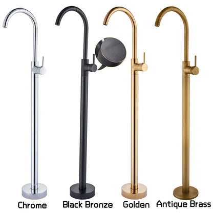 Decorbites™ Schwarz-Bronze Bad-Dusch-Wannenarmatur Bodengestützt Drehbarer Auslauf Heiß-Kalt-Wasserhahn