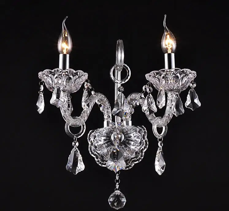 DecorBites™ Clear Crystal Wall Lamp with LED Bulbs for Luxury Bedside Lighting
