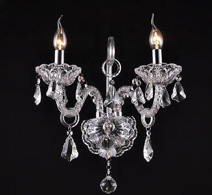 DecorBites™ Clear Crystal Wall Lamp with LED Bulbs for Luxury Bedside Lighting