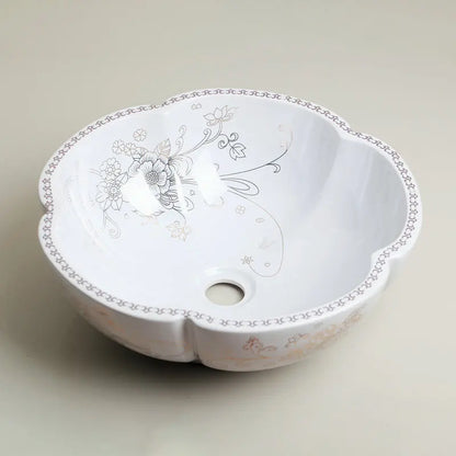 Decorbites™ Handbemaltes Keramisches Waschbecken-Set mit Goldenem Teekannen-Auslaufarmatur