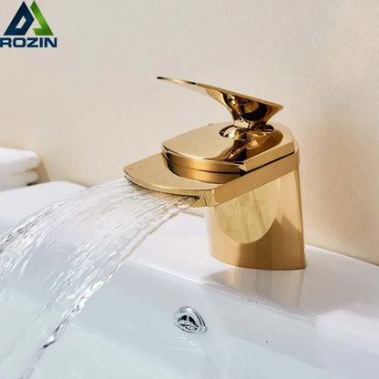 Decorbites™ Golden Brass Wasserfall Gefäßwaschbecken Armatur - Chrom Badezimmer Vanity Hahn
