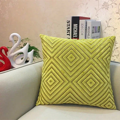 Decorbites™ Geometrisches Chenille-Flock-Überzug für Kissen in Grau Gelb Lila Rot, 45x45 cm/30x50 cm