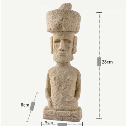 Decorbites™ Osterinsel-Moai-Pukao-Statue-Figurine für Zuhause und Bürodekoration, Wohnzimmer-Dekor, Regal
